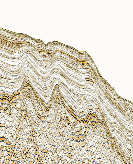 Seismic sections in black-yellow variable density display